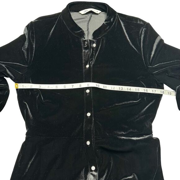 Zara | Women | Black Stretch Velvet Jewel LS Little Black Mini Dress | Medium - Picture 5 of 15